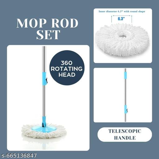 VIRAT 360° Spin Floor Cleaning Easy Advance Tech Bucket Mop & Rotating Steel Pole Head, Mop Set ( 3 REFILL) - HOME SHOPY